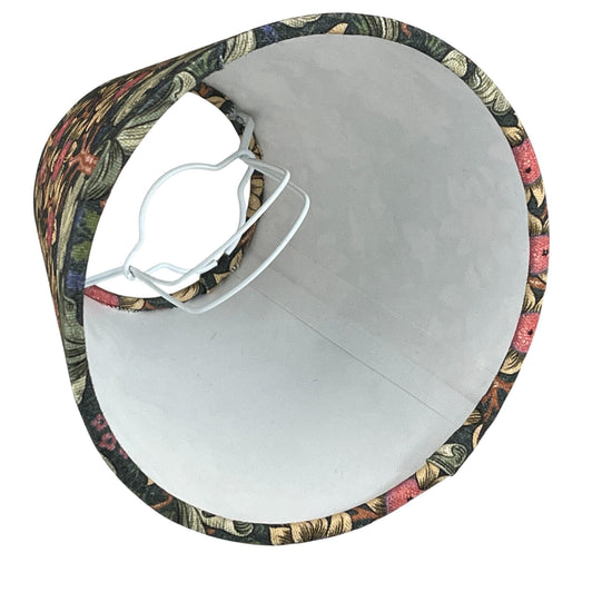 William Morris Candle Clip Lampshade with Orchid Nightshade Navy Fabric - BlueCrocusTextiles