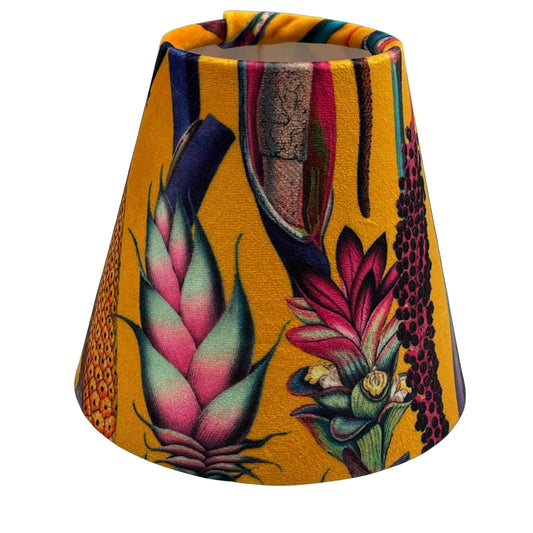 Botanical Velvet Candle Clip Lampshade, Chandelier Lampshades, Clip On Lampshade - BlueCrocusTextiles