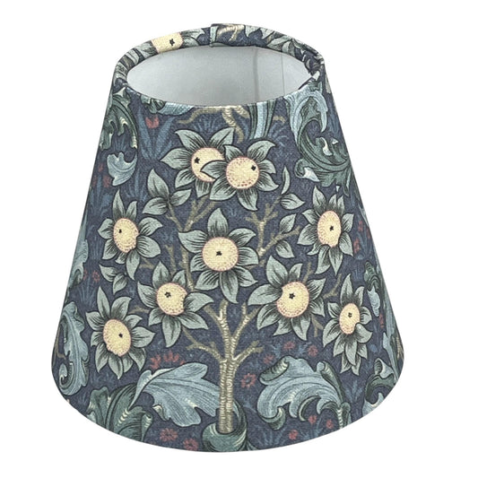 William Morris Candle Clip Lampshade with Orchid Bluebell Fabric, Chandelier Lampshades, Clip On Lampshade - BlueCrocusTextiles