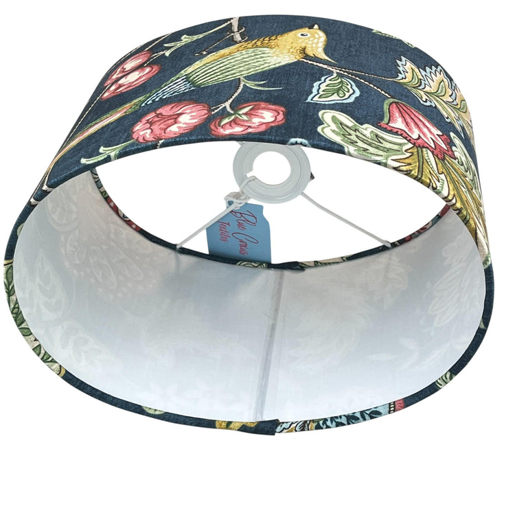 Oval Chanterelle Navy Blue Handmade Lampshade, Table Lampshades, Ceiling Lamp shades, Blue Lampshade, Handmade Lamp Shade - BlueCrocusTextiles