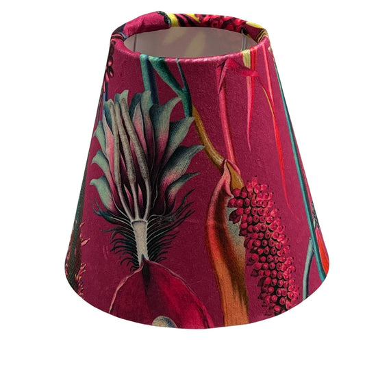 Botanical Velvet Candle Clip Lampshade in Pink, Chandelier Lampshades, Clip On Lampshade - BlueCrocusTextiles