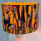 Botanical Velvet Lampshade with Mustard Gold Lining in Sunburst (Orange) colour, Handmade Lampshades, Table Lampshades - BlueCrocusTextiles