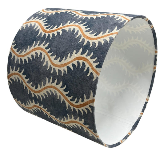 Helter Skelter Slate Handmade Lampshade, Table Lampshade, Ceiling Pendant, Country Lampshade, Handmade Lamp Shade, Blue Lampshade - BlueCrocusTextiles