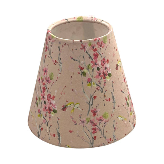 Pink Floral Fabric Candle Clip Lampshade, Handmade Chandelier Shade - BlueCrocusTextiles
