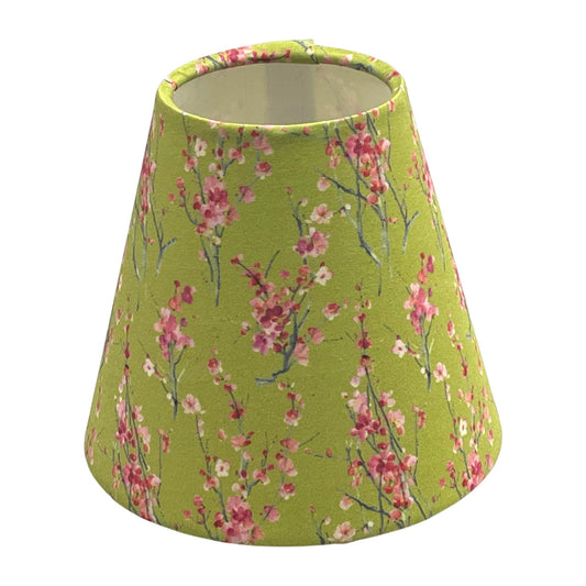 Green Floral Fabric Candle Clip Lampshade, Handmade Chandelier Shade - BlueCrocusTextiles