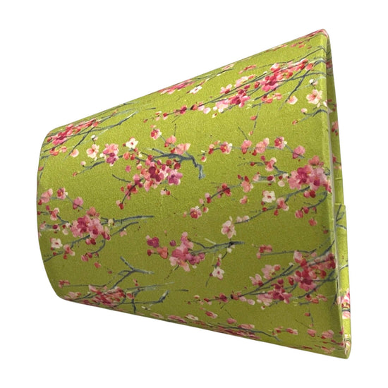 Green Floral Fabric Candle Clip Lampshade, Handmade Chandelier Shade - BlueCrocusTextiles