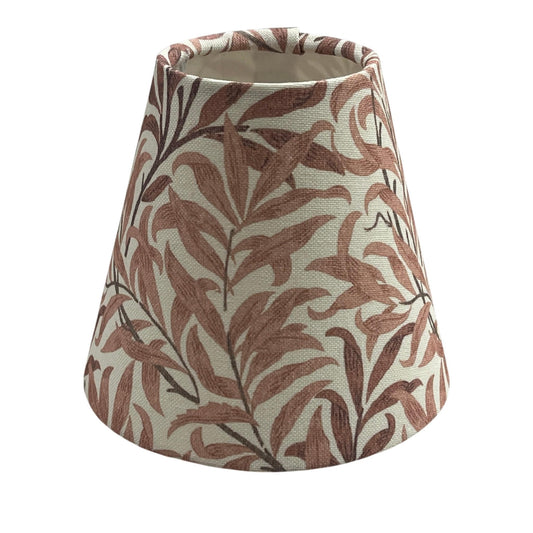 William Morris Candle Clip Lampshade with Willow Bough Rust, Handmade Lampshade, Clip On Lampshade, Leaf Lampshade - BlueCrocusTextiles