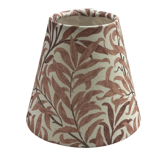 William Morris Candle Clip Lampshade with Willow Bough Rust, Handmade Lampshade, Clip On Lampshade, Leaf Lampshade - BlueCrocusTextiles