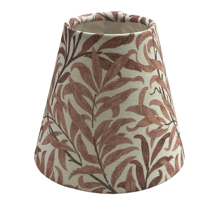 William Morris Candle Clip Lampshade with Willow Bough Rust, Handmade Lampshade, Clip On Lampshade, Leaf Lampshade - BlueCrocusTextiles