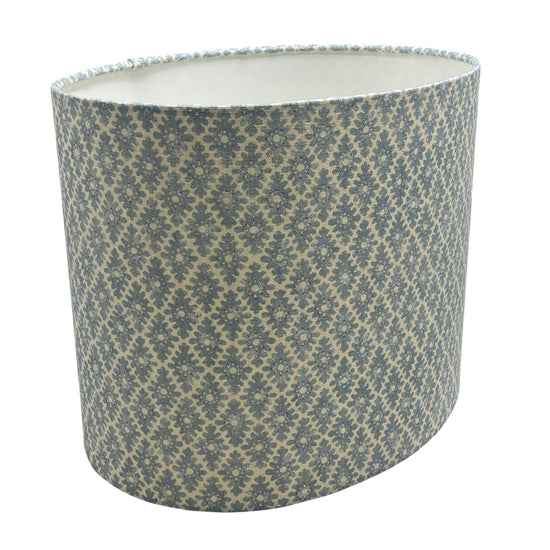 Oval Ashfield Blue Handmade Lampshade, Handmade Lampshades, Table Lampshades, Ceiling Lamp shades, Blue Lampshade, Handmade Lamp Shade - BlueCrocusTextiles