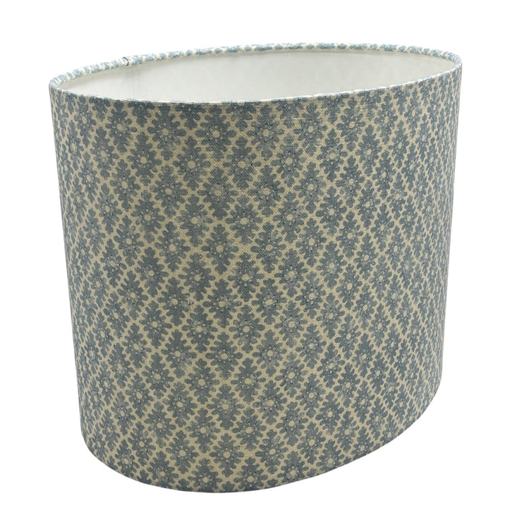 Oval Ashfield Blue Handmade Lampshade, Handmade Lampshades, Table Lampshades, Ceiling Lamp shades, Blue Lampshade, Handmade Lamp Shade - BlueCrocusTextiles