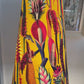 Extra Tall Conical Handmade Handmade Lampshade with Ochre Botanical fabric