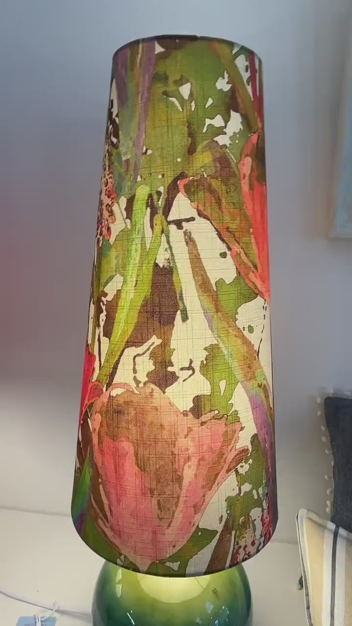 Extra Tall Conical Handmade Handmade Lampshade with Floral fabric