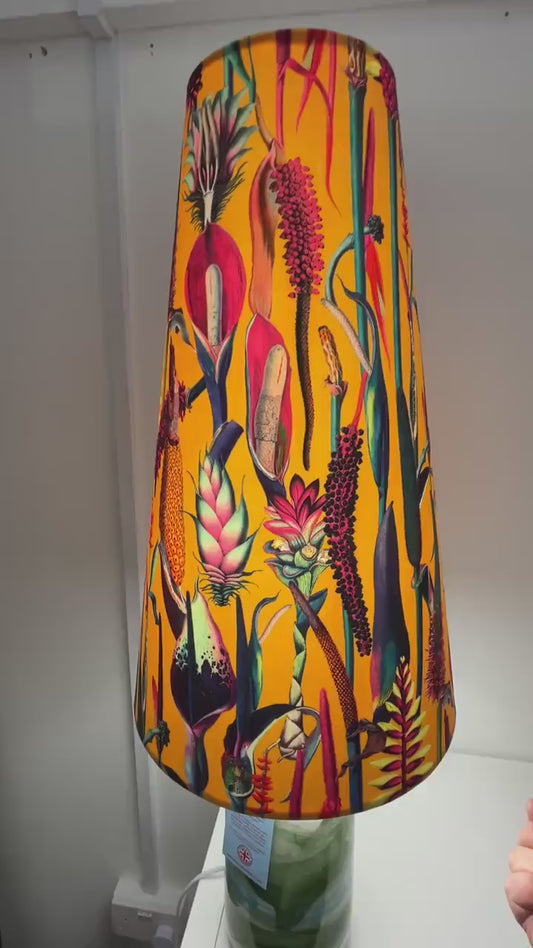 Extra Tall Conical Handmade Handmade Lampshade with Sunburst Botanical fabric