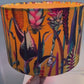 Botanical Velvet Handmade Lampshade with Mustard Gold Lining in Sunburst (Orange) colour