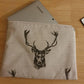 Beautiful hand made laptop tablet ipod cover sleeve case with a stylish stag head print and zipper opening - Blue Crocus Textiles