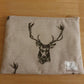 Beautiful hand made laptop tablet ipod cover sleeve case with a stylish stag head print and zipper opening - Blue Crocus Textiles