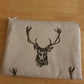 Beautiful hand made laptop tablet ipod cover sleeve case with a stylish stag head print and zipper opening - Blue Crocus Textiles