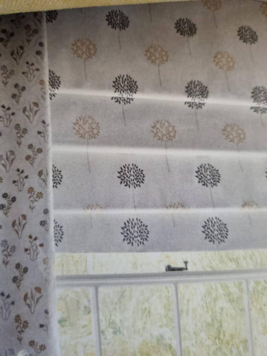 Beautiful hand made roman blind windows treatment with embroidered trees 4 colour ways to choose from - Blue Crocus Textiles