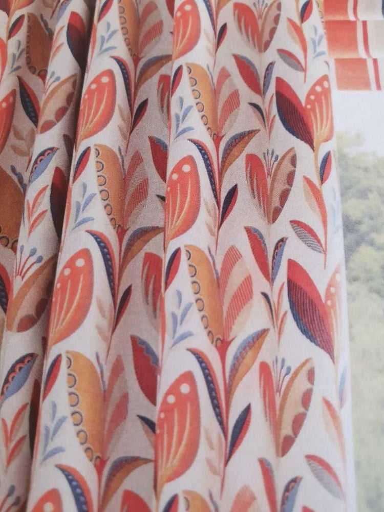 Beautiful handcrafted handmade made curtains Fryetts Leon fabric - Blue Crocus Textiles