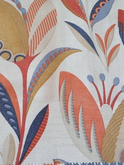 Beautiful handcrafted handmade made curtains Fryetts Leon fabric - Blue Crocus Textiles