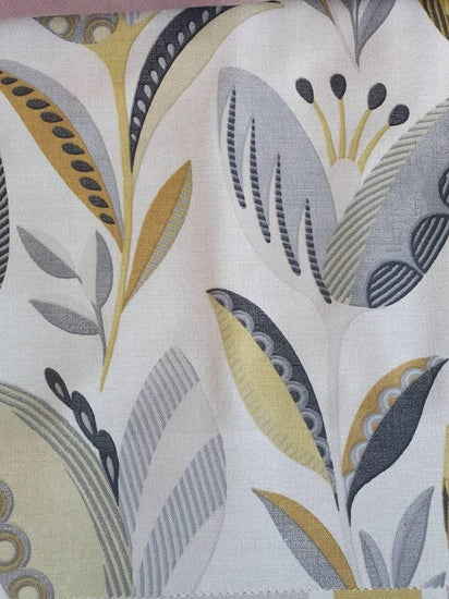 Beautiful handcrafted handmade made curtains Fryetts Leon fabric - Blue Crocus Textiles