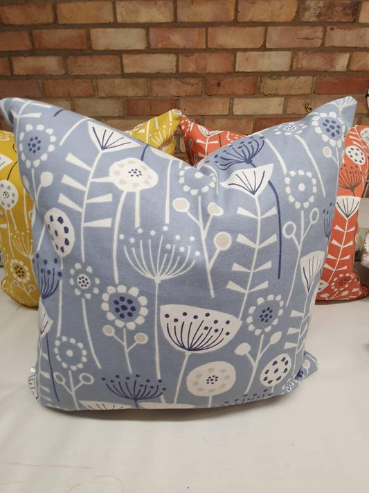 Beautiful handmade cushion cover decorative cushion scatter cushion made from a blue bergen fabric - Blue Crocus Textiles