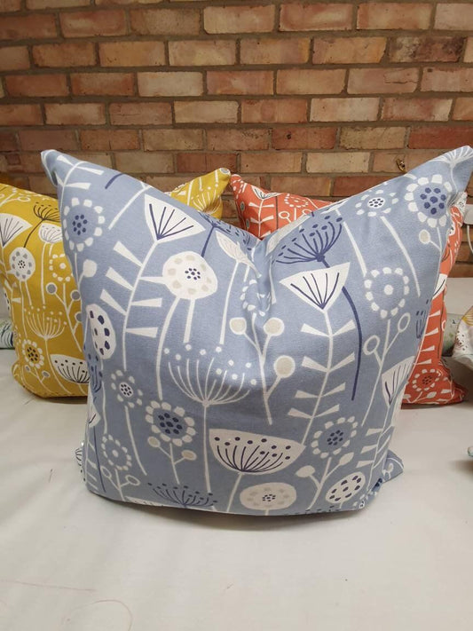 Beautiful handmade cushion cover decorative cushion scatter cushion made from a blue bergen fabric - Blue Crocus Textiles