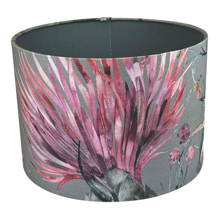 Elysium Print Lampshade with Grey Cotton Lining - Blue Crocus Textiles