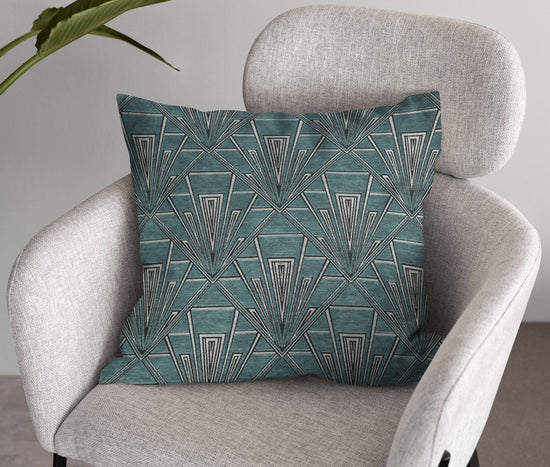 Extra Large Art Deco Cushion - Blue Crocus Textiles