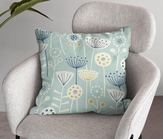 Extra Large Contemporary Floral Double Sided Cushion - Blue Crocus Textiles