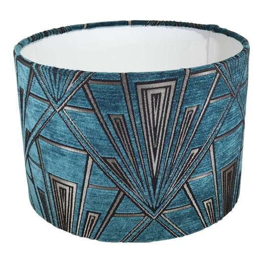 Gatsby Art Deco Handmade Lampshade in Teal - Blue Crocus Textiles