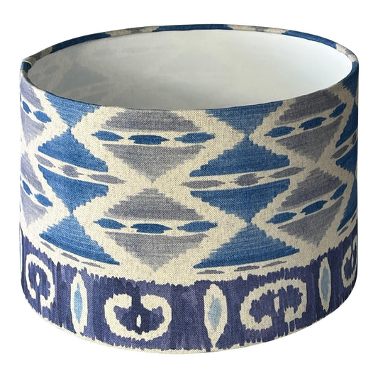 Handmade iKat Lampshade - Blue Crocus Textiles