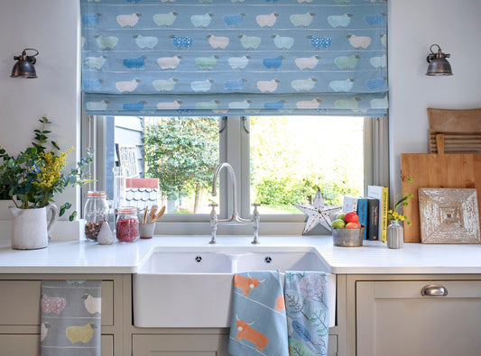 Handmade Roman Blind - Blue Crocus Textiles