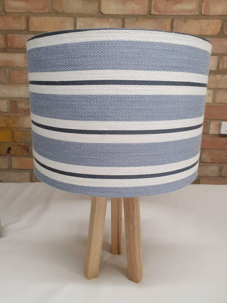 Handmade striped fabric design lamp drum lamp fabric lampshade - Blue Crocus Textiles