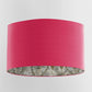 Hot Pink Velvet Lampshade with Gold & Grey Wild Lilly Lining - Blue Crocus Textiles