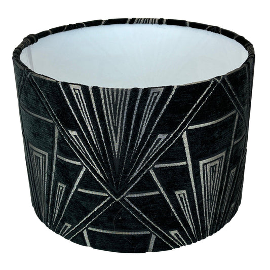 Gatsby Art Deco Handmade Lampshade in Black - Blue Crocus Textiles