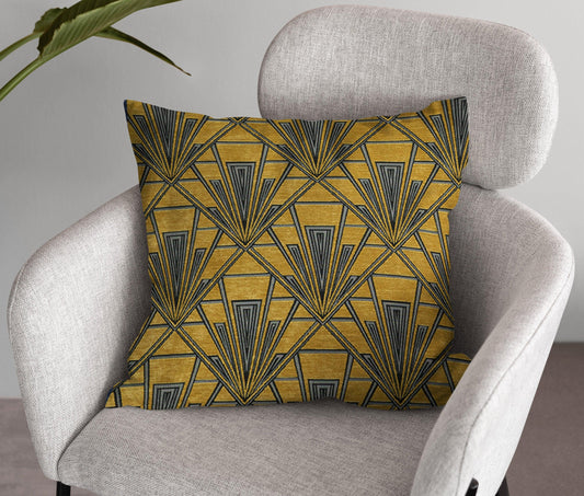 Large Art Deco Cushion - Blue Crocus Textiles