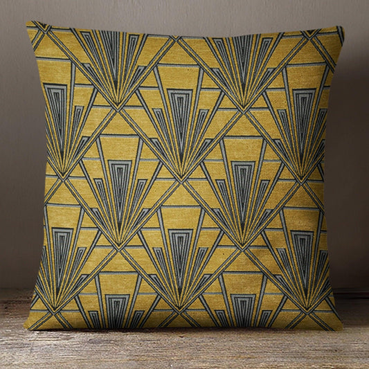 Large Art Deco Cushion - Blue Crocus Textiles