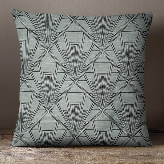 Large Art Deco Cushion - Blue Crocus Textiles