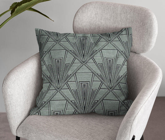 Large Art Deco Cushion - Blue Crocus Textiles