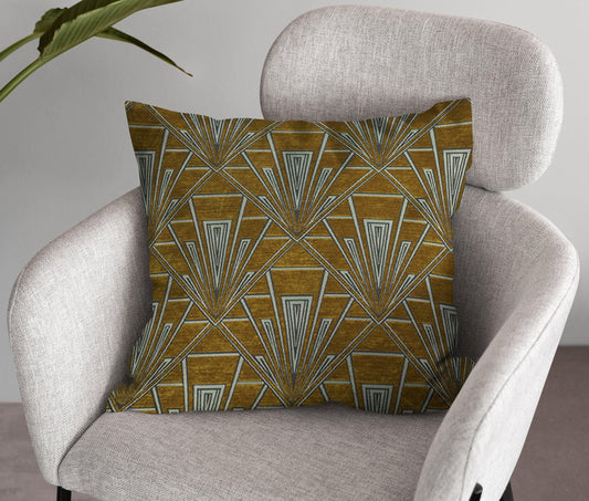 Large Art Deco Cushion - Blue Crocus Textiles