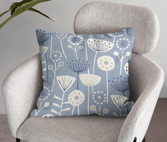 Contemporary Floral Double Sided Cushion - Blue Crocus Textiles