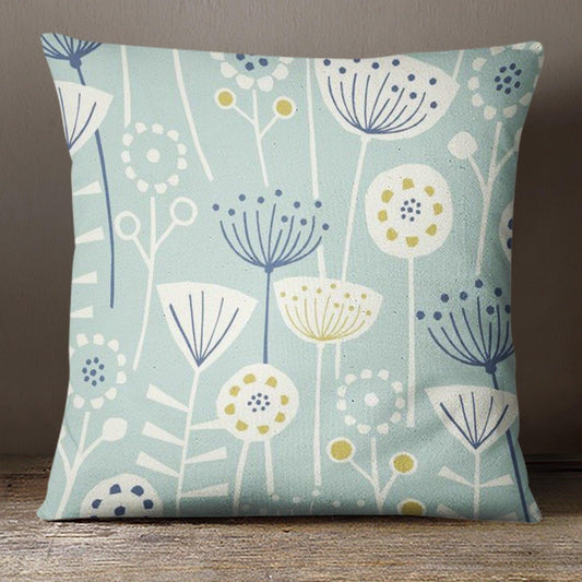 Large Contemporary Floral Double Sided Cushion - Blue Crocus Textiles