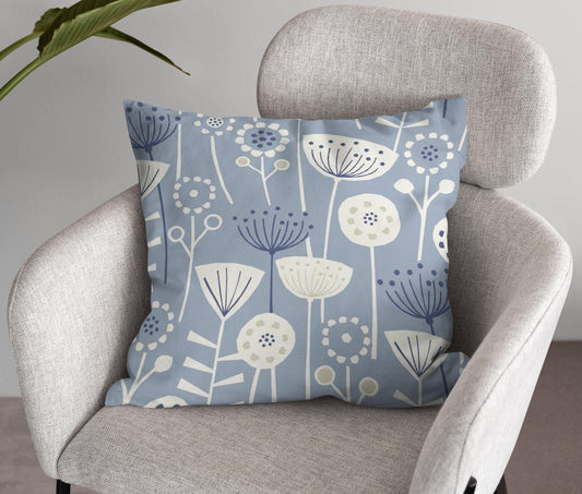 Extra Large Contemporary Floral Double Sided Cushion - Blue Crocus Textiles