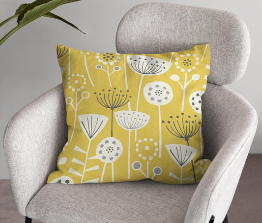 Extra Large Contemporary Floral Double Sided Cushion - Blue Crocus Textiles