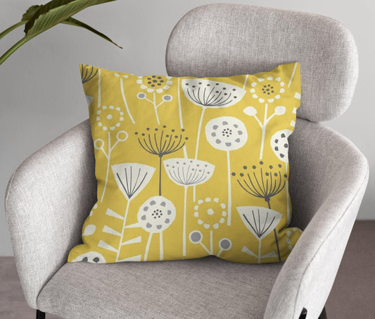 Large Contemporary Floral Double Sided Cushion - Blue Crocus Textiles