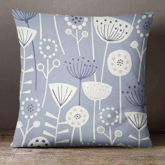 Large Contemporary Floral Double Sided Cushion - Blue Crocus Textiles