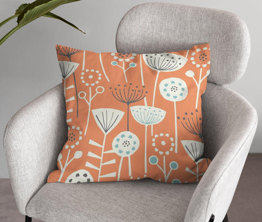 Large Contemporary Floral Double Sided Cushion - Blue Crocus Textiles