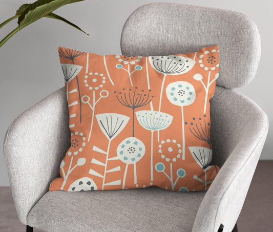 Extra Large Contemporary Floral Double Sided Cushion - Blue Crocus Textiles